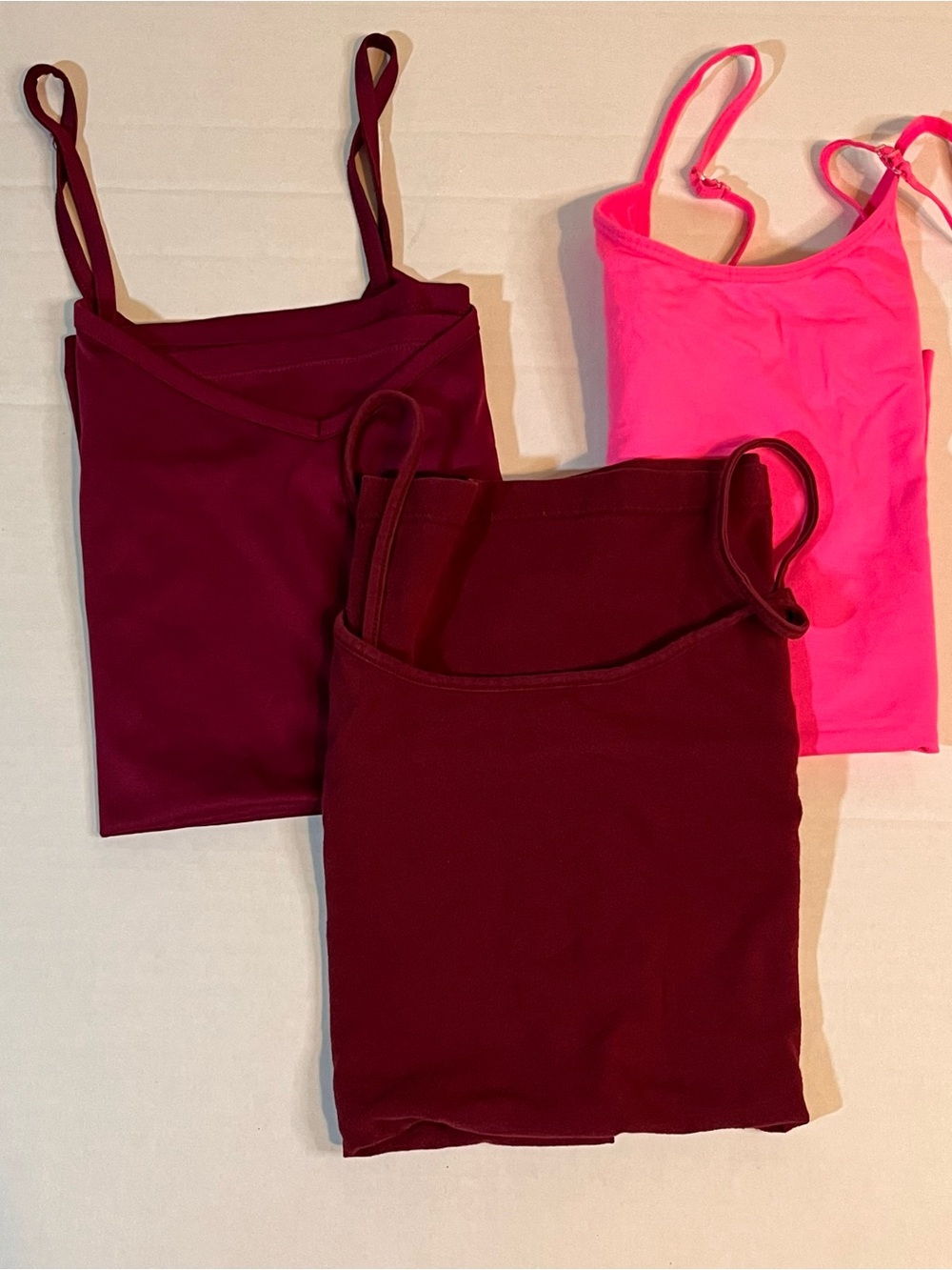 Y2K Camisole Trio - Burgundy & Hot Pink